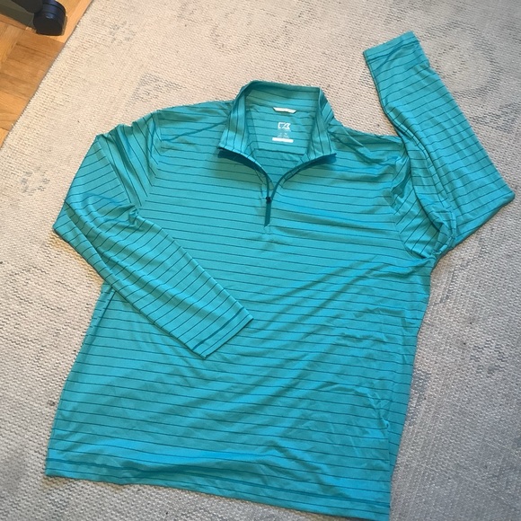 Cutter & Buck CB DryTec UPF 50 Teal Quarter-Zip Golf Pullover Men’s Sz XL - Picture 2 of 5